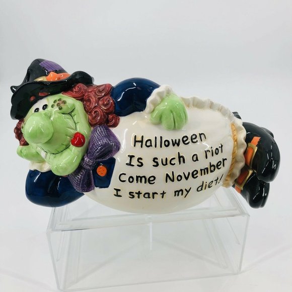 MSI Holiday Vtg Halloween Witch Candy Dish Bowl Ceramic Funny